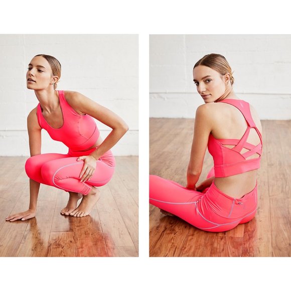 Free People Lightning Synergy Crop in Neon Coral